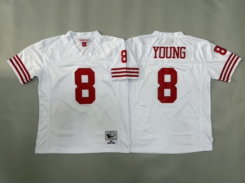 Youth San Francisco 49ers #8 Young White Throwback Limited Nike NFL Jersey 02